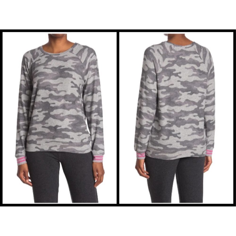 💕PJ SALVAGE💕 Long Sleeve Print Top ~ Grey Camouflage